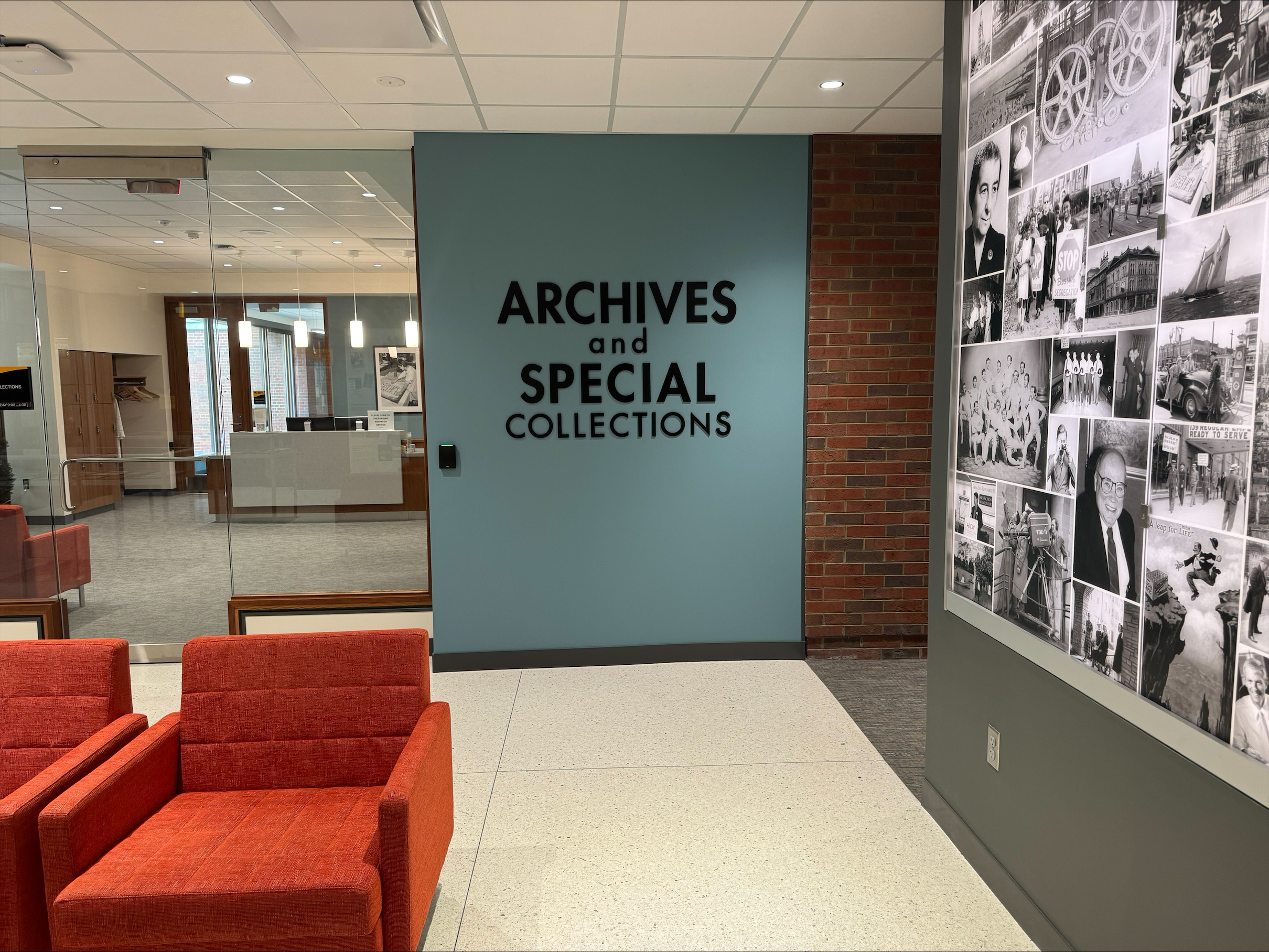 The lobby of the Archives and Special Collections Department.
