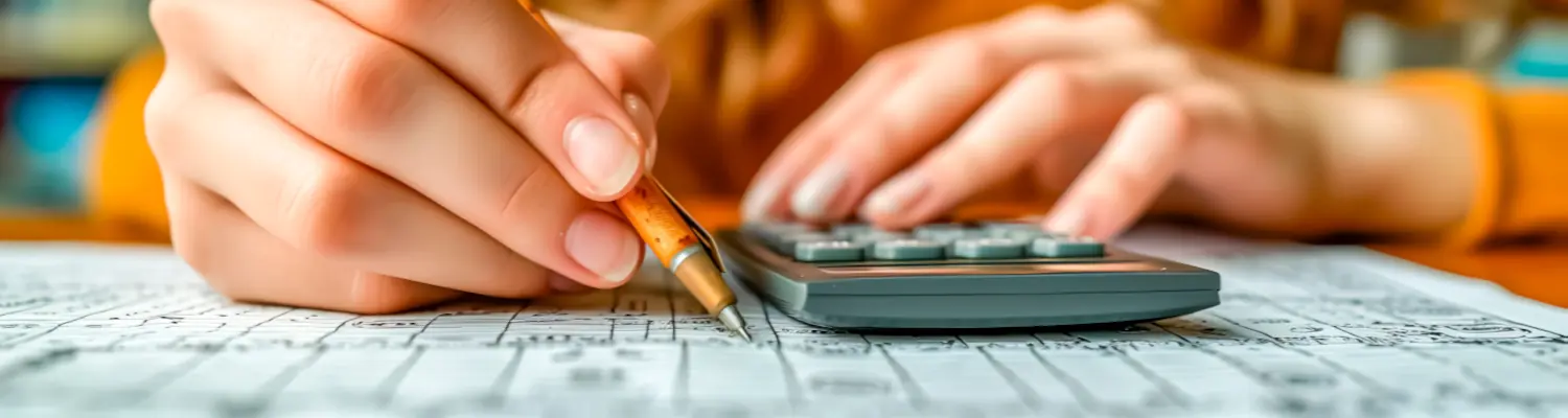 A student solving math problems with calculator