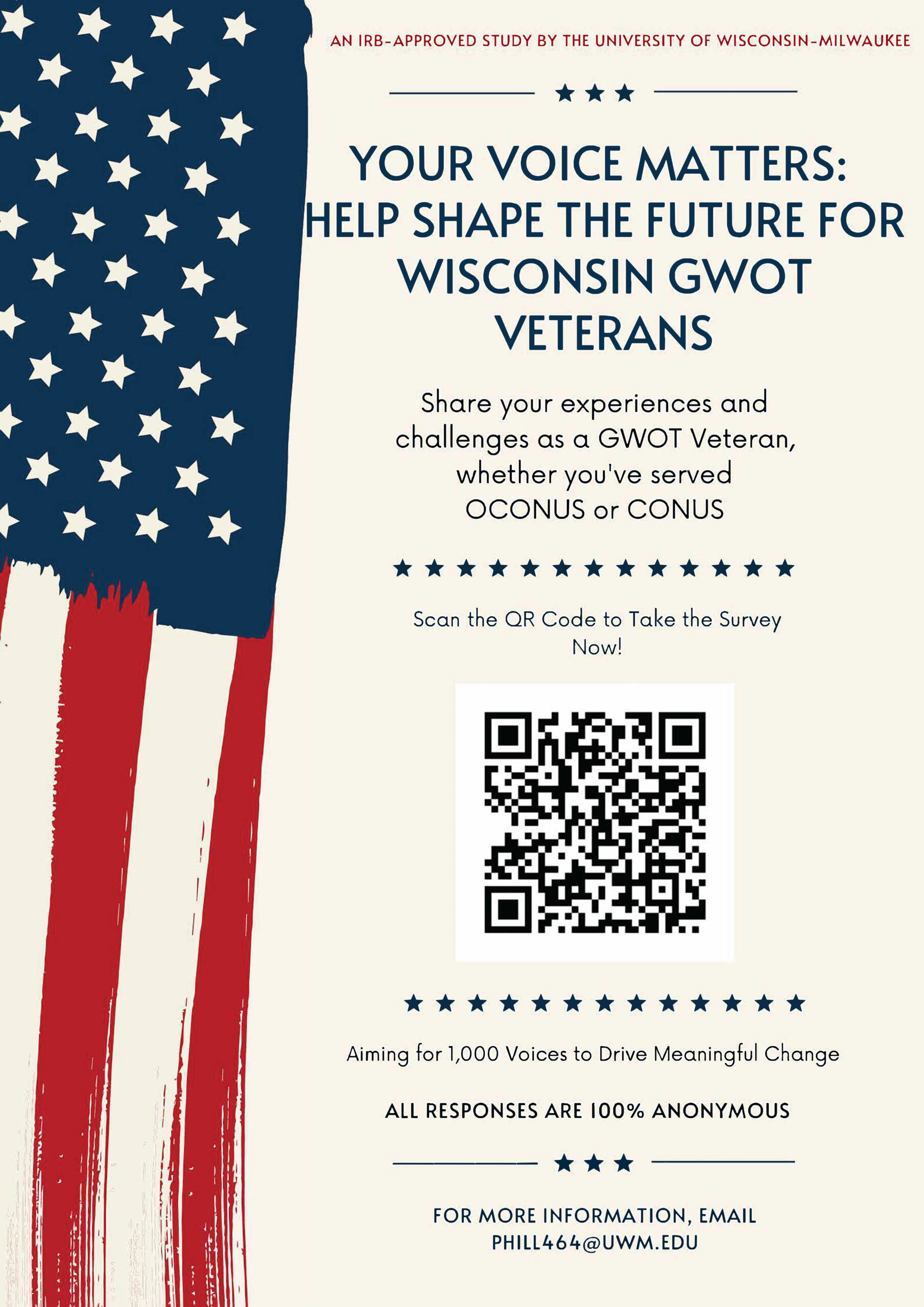 Research: Your Voice Matters: Help Shape The Future For Wisconsin GWOT Veterans