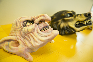 Two nosy creations from alumna Melissa Ebbe, who took her artistry to TV as a member of the tenth-season cast of the SyFy series "Face Off." (UWM Photo/Derek Rickert)