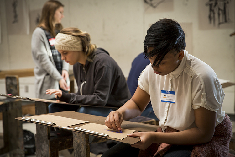 High school students take Saturday art lessons at UWM during the academic year on as part of ArtsECO. (UWM Photo/Derek Rickert)