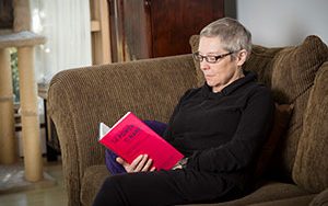 Hope Olson reading a book