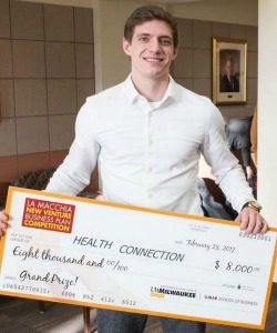 Jordan Mather won the grand prize of $8,000 in the New Ventures Business Plan Competition, hosted by the Lubar School of Business.