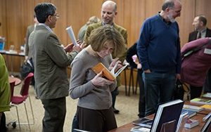 Faculty and staff gathered to celebrate books recently published by UWM authors . (UWM Photo/Troye Fox)