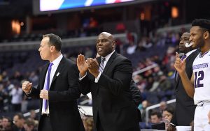 Photo of Pat Baldwin coaching basketball at Northwestern.