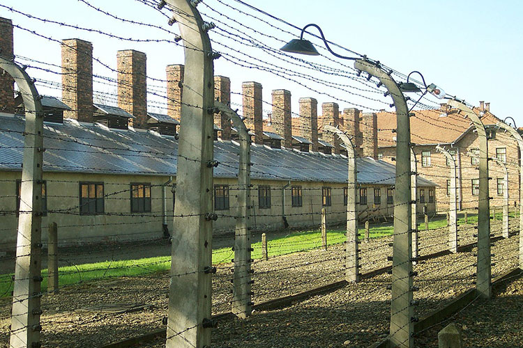 Photo of barbed wire at Auschwitz.