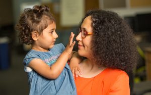 A woman with her daughter