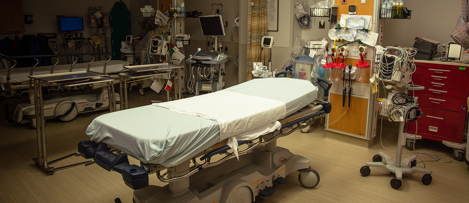 Photo of a hospital bed in an emergency room