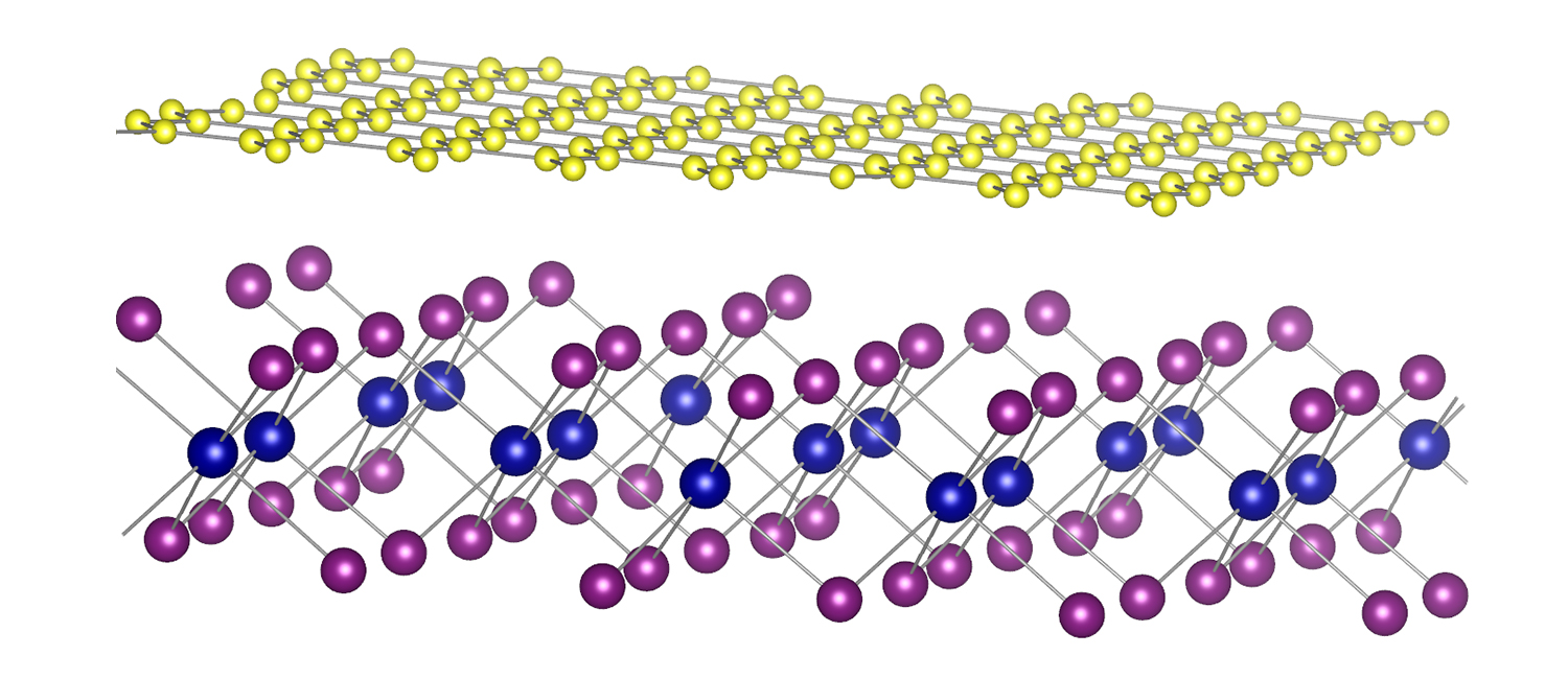 Illustration of a superconductor and atoms