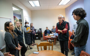 Wisconsin Governor Tony Evers stops by Electa Quinney Institute for American Indian Education, to have a chat with UWM students