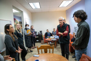 Wisconsin Governor Tony Evers stops by Electa Quinney Institute for American Indian Education, to have a chat with UWM students