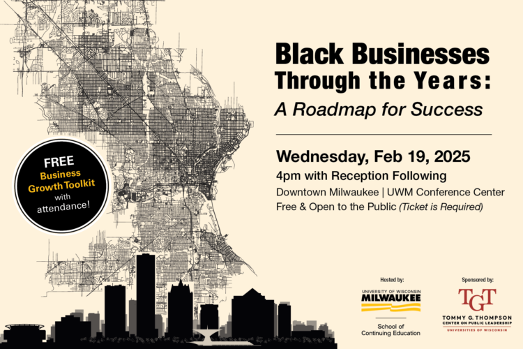 Graphic showing details of Black Businesses Through the Years event.