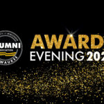A black and gold graphic says UW-Milwaukee Alumni Association awards evening 2026