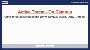 A test of an emergency alert: Active Threat - On Campus