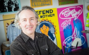 Nicolas Lampert, a senior lecturer in art and design, uses art to enhance campaigns for environmental and social justice.