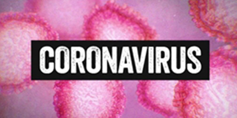 Coronavirus in a microscope with the world bold