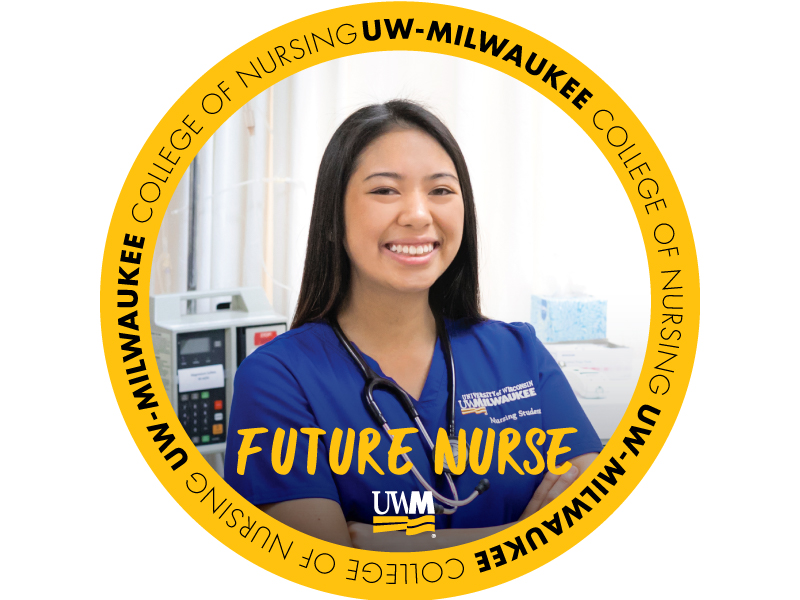 Nursing student with Future Nurse social media profile frame