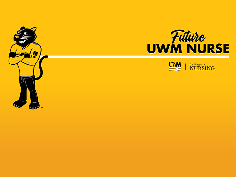 UWM Future Nurse gold with Pounce video background graphic