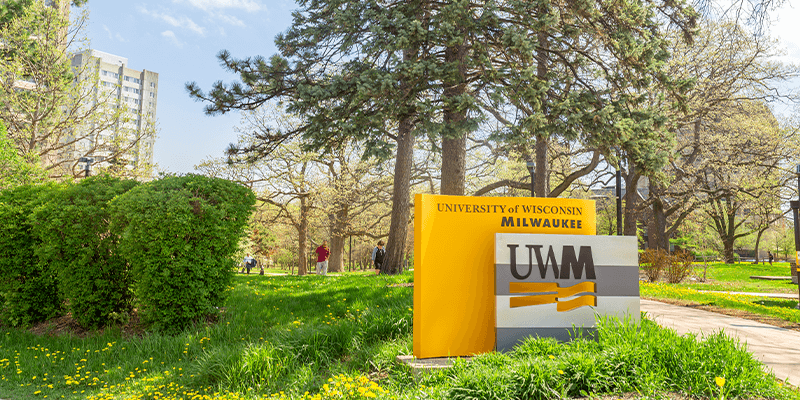 UWM Sign by dorms