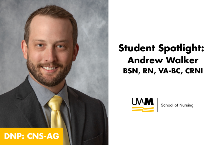 graphic with a headshot of andrew walker that says student spotlight: andrew walker
