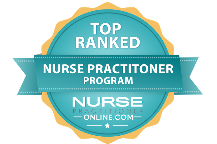 badge that says top ranked nurse practitioner program by nurse practitioner online dot com