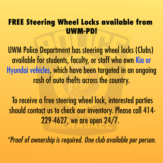 Own a Kia or Hyundai??? Get your FREE steering wheel lock today!