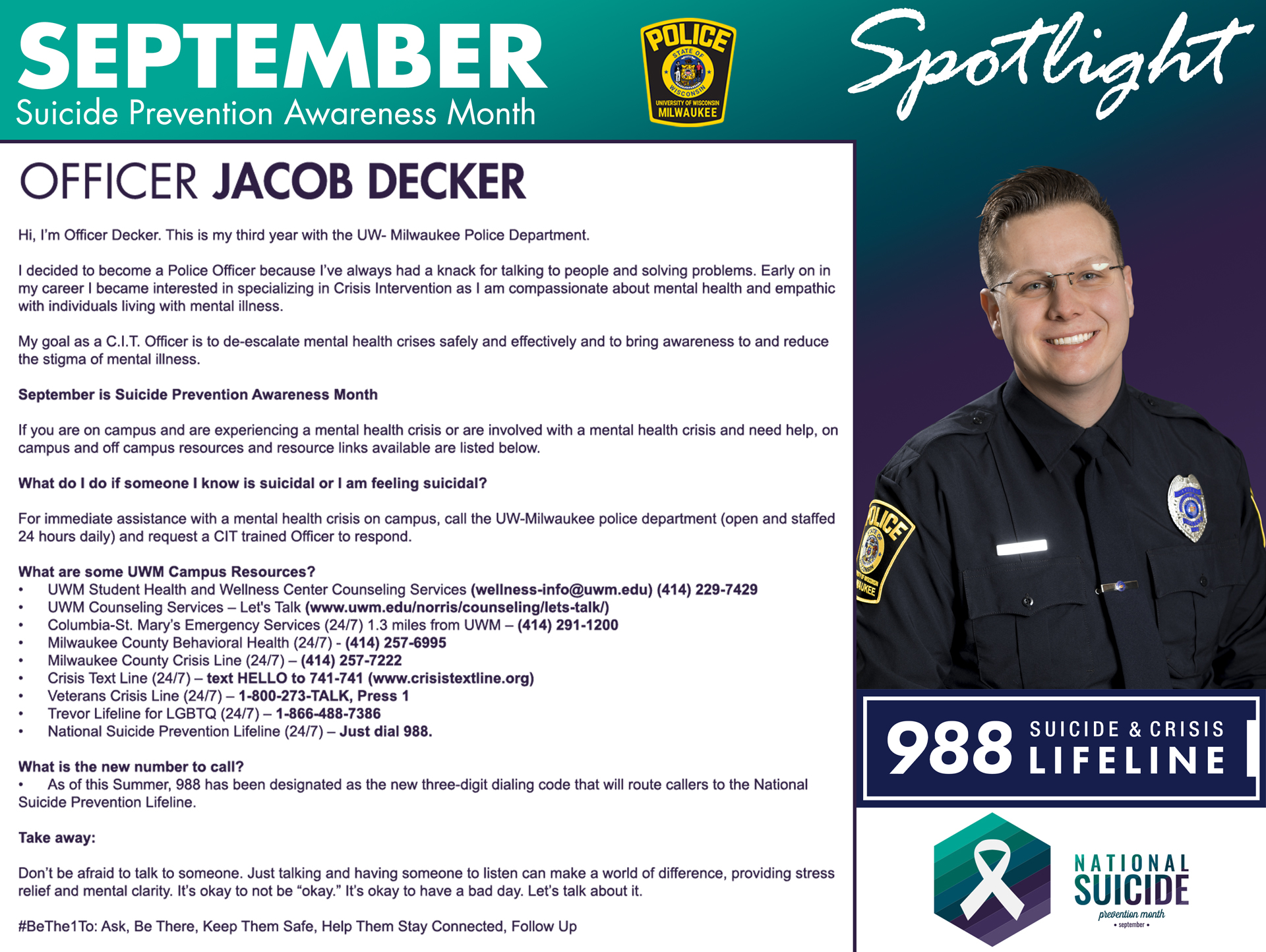 September Spotlight – Police Officer Jacob Decker