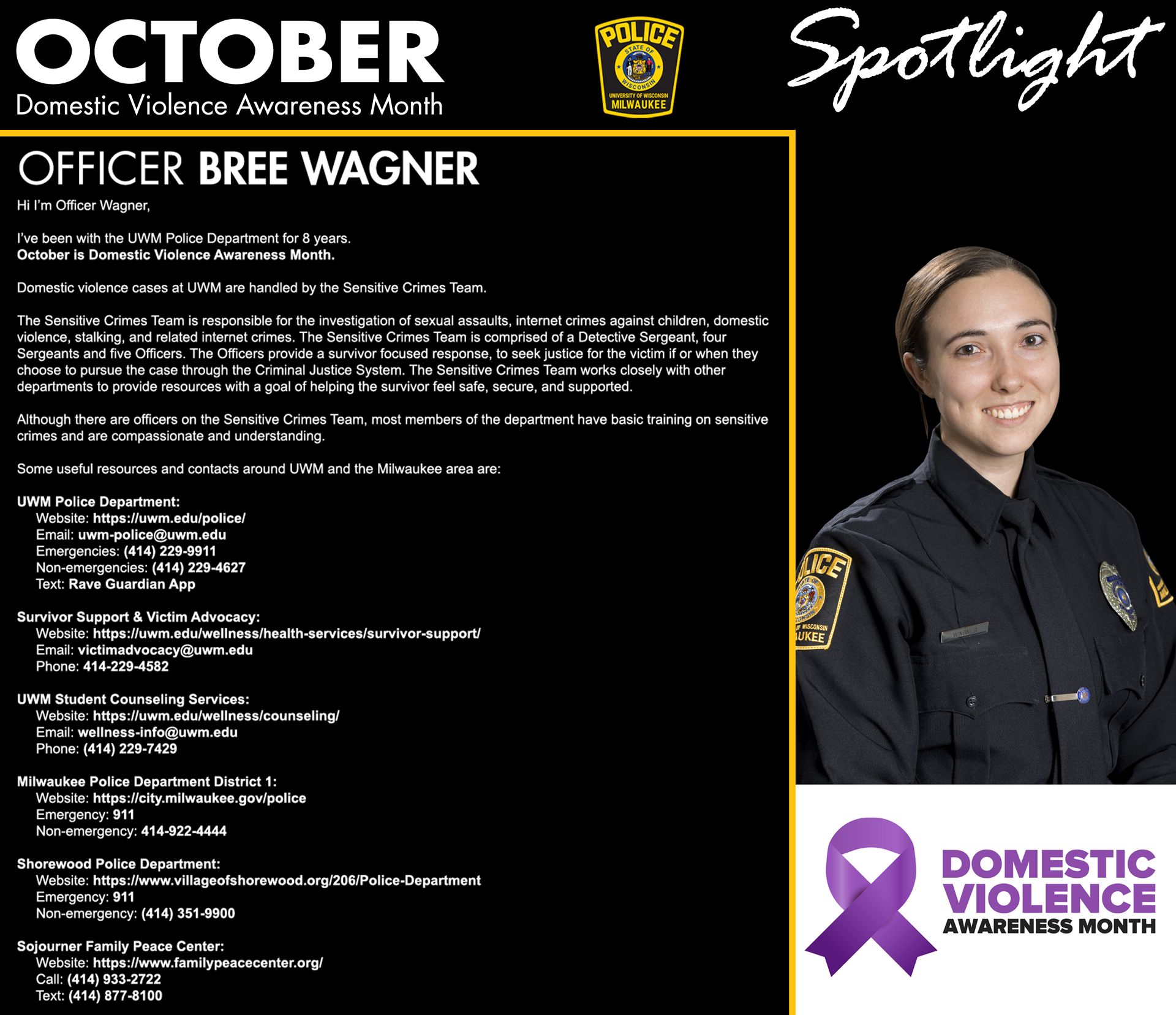 October Spotlight – Police Officer Bree Wagner