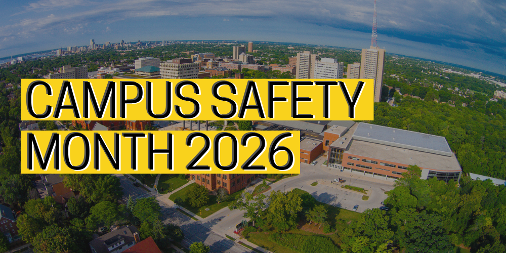 Campus Safety Month with UWM image as background