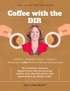 Coffee with DIR event flyer.