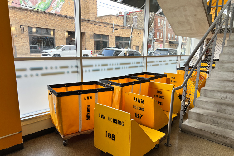 Kenilworth Square Apartment interior windows with frosted privacy film