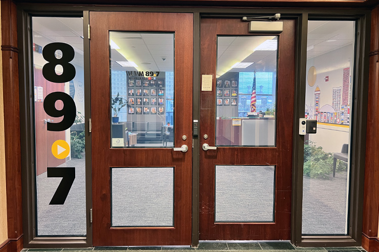 WUWM Entrance with printed and contour cut window clings