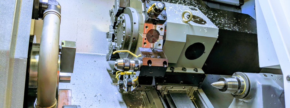 Image showing the inner-workings of our CNC lathe