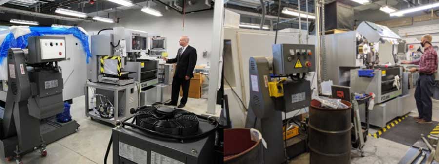 Incomplete shop in its early stages of development in 2014 on the left, compared to an image of the shop being used in 2020