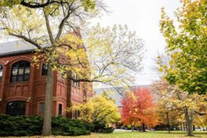 UWM campus building in fall