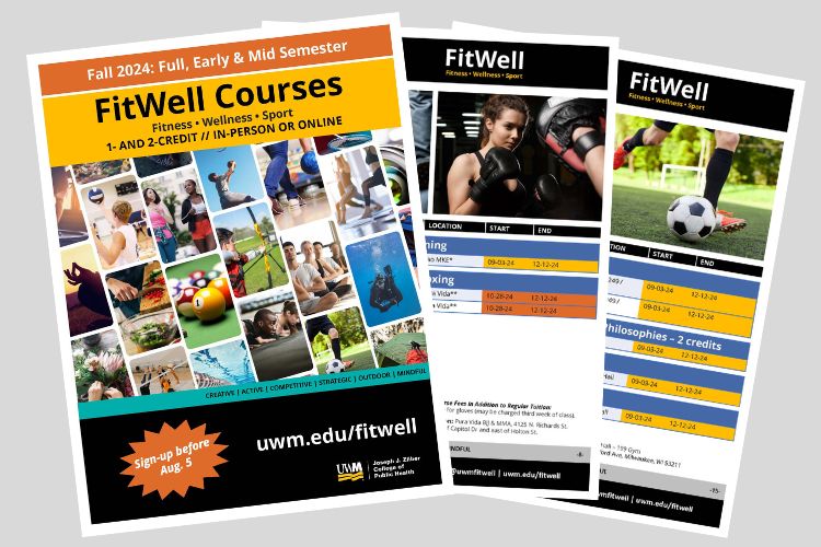 uwm FitWell course catalog Fall 2024; 3 pages of catalog