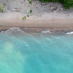 An arial view of the Lake Michigan shoreline.