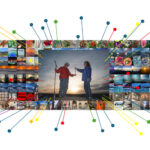 A library of photos. One photo has been highlighted by the system, and a series of pointers suggest it has been marked as in some way meaningful by the archival and retrieval system.