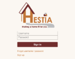 Screenshot of HESTIA login page (old)