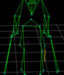 3D computer generated motion tracking model of a person using crutches