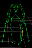 3D computer generated motion tracking model of a person using crutches