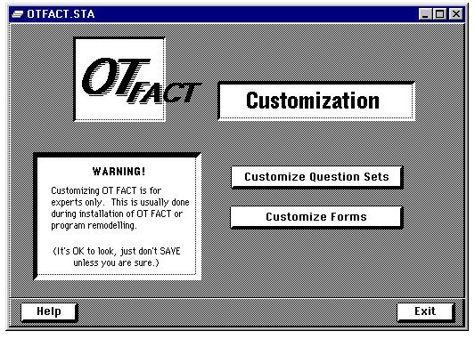 Screenshot of OT FACT customization screen