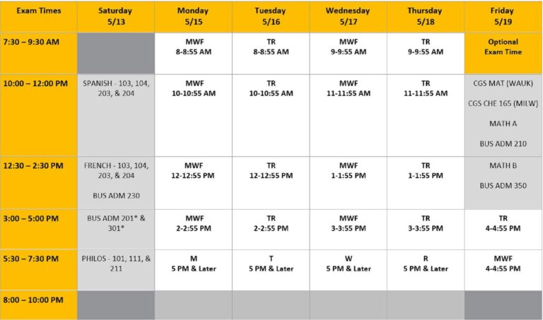 Final Exam Schedule | Registrar's Office