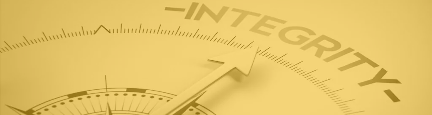 Illustration of a partial compass pointing to 'Integrity'