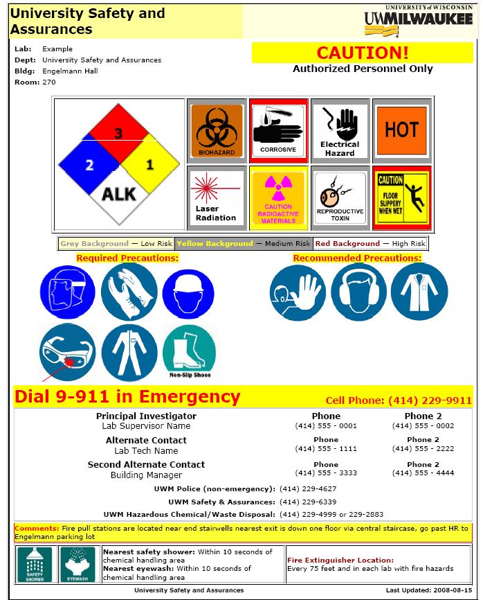 Example Lab Safety Sign