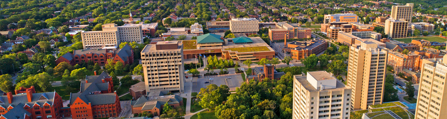 Aerial view of the UW-Milwaukee Campus