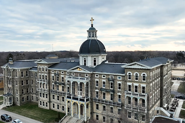 1. Drone capture of the dome of Henni Hall at St. Francis de Sales Seminary in St Francis