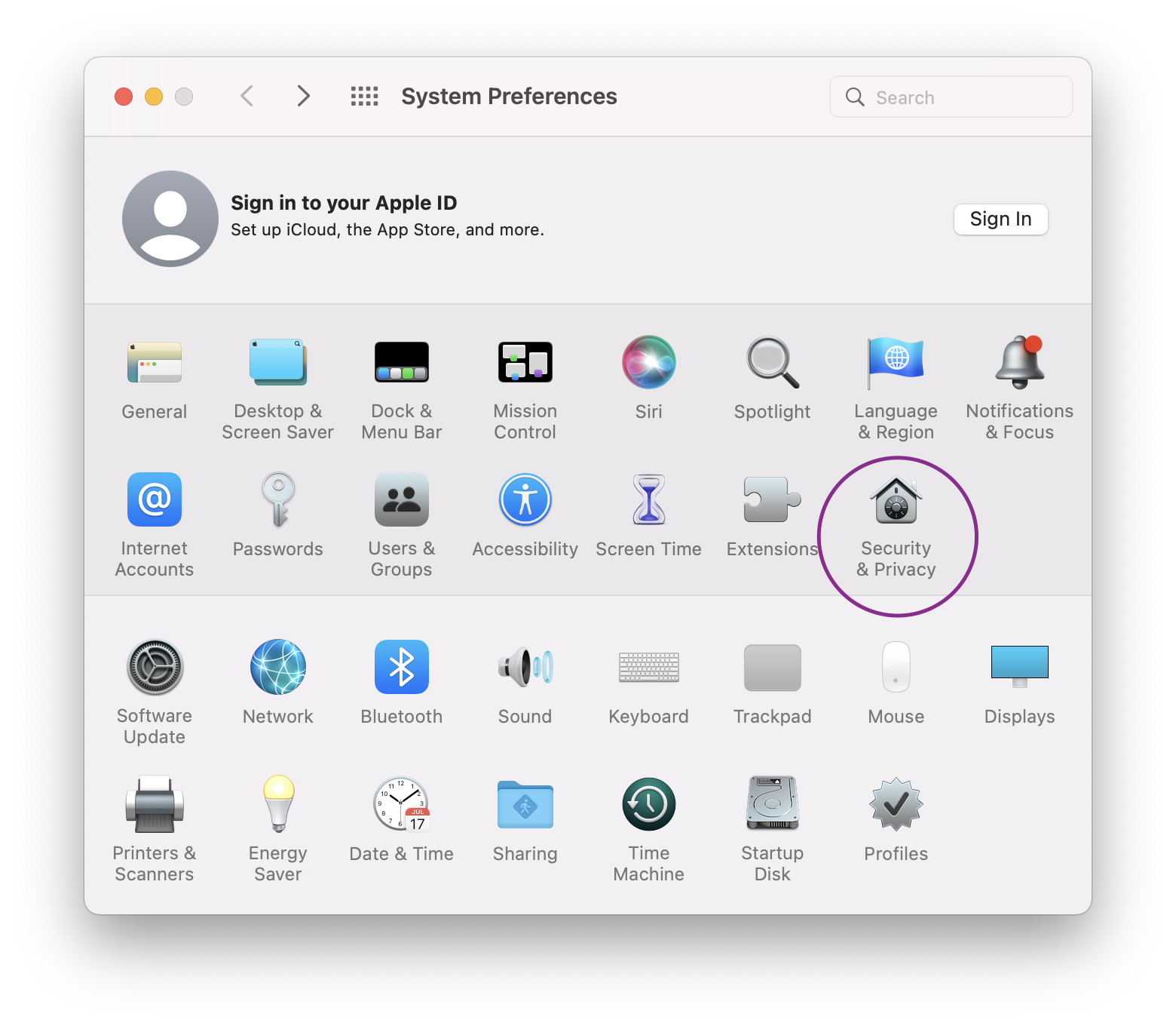 System Preferences Security and Privacy