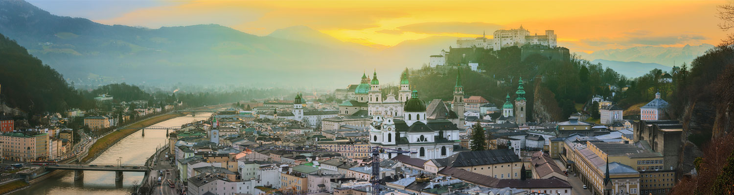 Panoramic aerial view of Salzburg, Austria