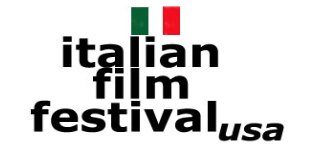 White banner image with the Italy national flag at the top. below it in black text cascading reads "Italian Film Festival USA"